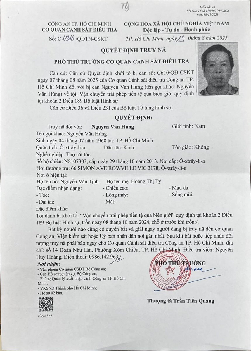 pminhhung's tweet photo. Wanted,100.000usd support @FBIMostWanted @FBIDirectorKash @FBI @fbi https://t.co/WgppaPecUW
