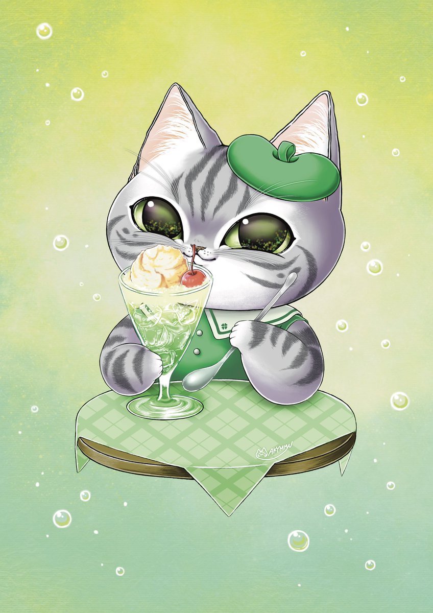 akymmn0809's tweet photo. #絵 #イラスト #猫 #ねこ #cat
#アメリカンショートヘア
#猫好きさんと繋がりたい

メロンクリームソーダとうちの猫。 https://t.co/B97lKoFFVn