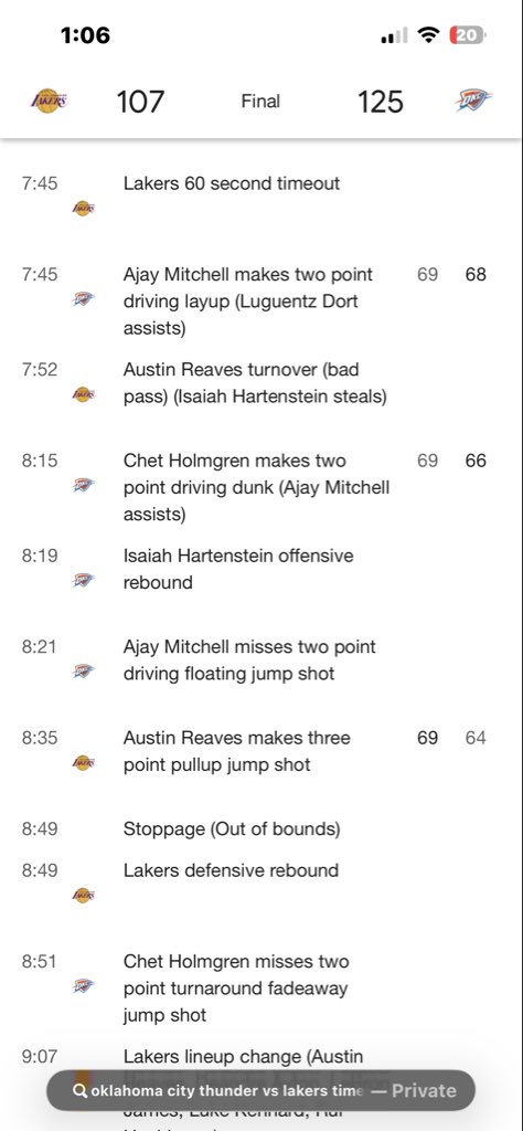 PDemilord's tweet photo. @nbastats @NBA day 8 of trying to get a stat corrected in quarter 3 game 2 LAL vs OKC 8:19 a rebound was credited to hartenstein when it was a Wallace rebound! https://t.co/Qln0RXtxjY