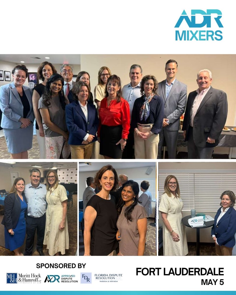 FlaBarADR's tweet photo. What an incredible turnout at our Dispute Resolution Mixers! Your participation helped create thoughtful conversations and new professional connections across Florida’s ADR community. 

#FloridaBarADR https://t.co/PerTWkWiF4