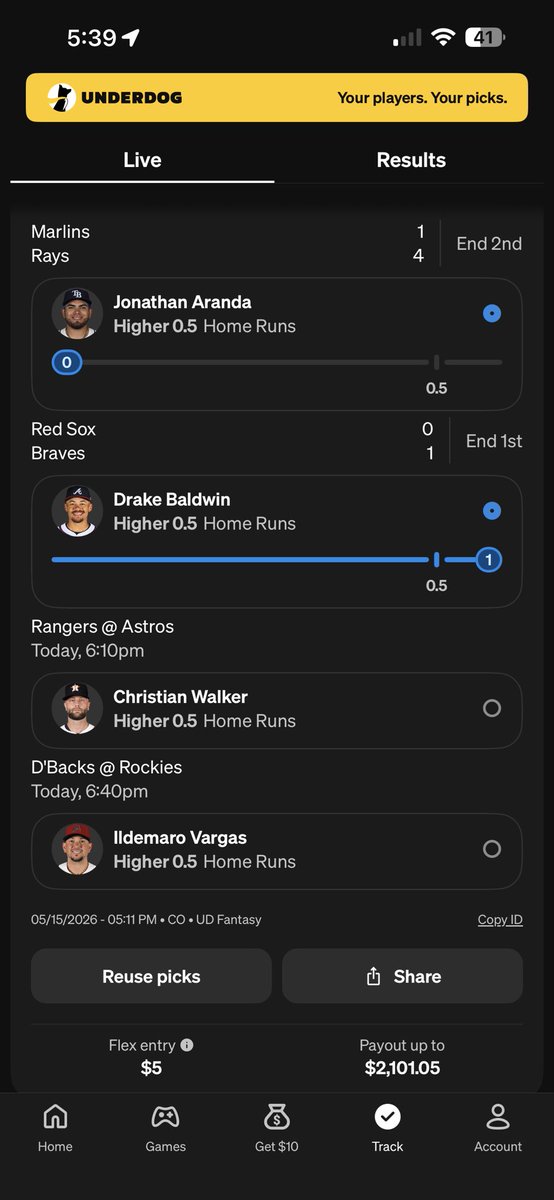 Xclaxfa's tweet photo. @MLBHR the parlay  got life!!! https://t.co/jNQj5cpc24