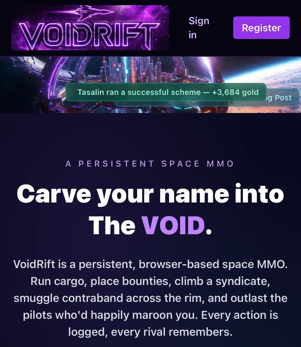 TheRealSweerv's tweet photo. If you like playing browser based games then give this one a try it a brand new game in early stage development 

Void Rift click the link- https://t.co/ZhSz7tNaou

And get signed up today #    #VoidRift #mmorpg #Gamingcommunity #Scifigaming #SpaceGame https://t.co/n4yeWKIaF1