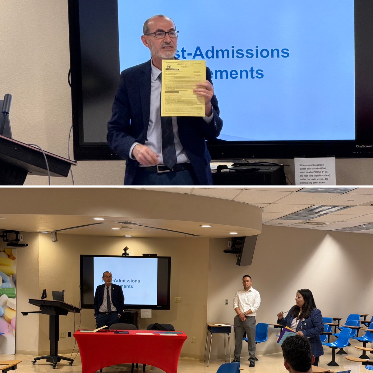 CDeLaO_CTE's tweet photo. Thank you, Dr. Nader Rassaei &amp; Mr. Fernando Rodulfo, @EPCCNews, for presenting to students entering the DC Pharmacy Program @BelAirHigh and their parents! We appreciate you! 👩🏻‍⚕️🏥💊💉👨🏼‍⚕️
@YsletaISDCTE @YsletaISD @ESCRegion19 @ElPasoTXGov @cvspharmacy @Walgreens 
#ExcellenceByDesign https://t.co/uxcUu4rL3t