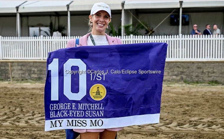 CManchegopr's tweet photo. My Miss Mo (10) ridden by Tyler Gaffalione wins the George E. Mitchell Black-eyed Susan Stakes (Grade 2) at Laurel Park in Laurel, Maryland on May 15, 2026. 

©️Carlos J. Calo/Eclipse Sportswire 2026 https://t.co/lcd4kdYRZM