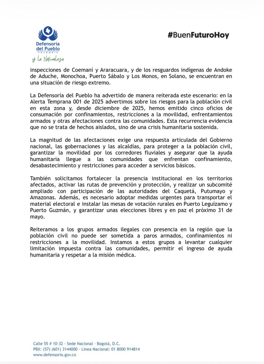 Defensoría del Pueblo tweet media