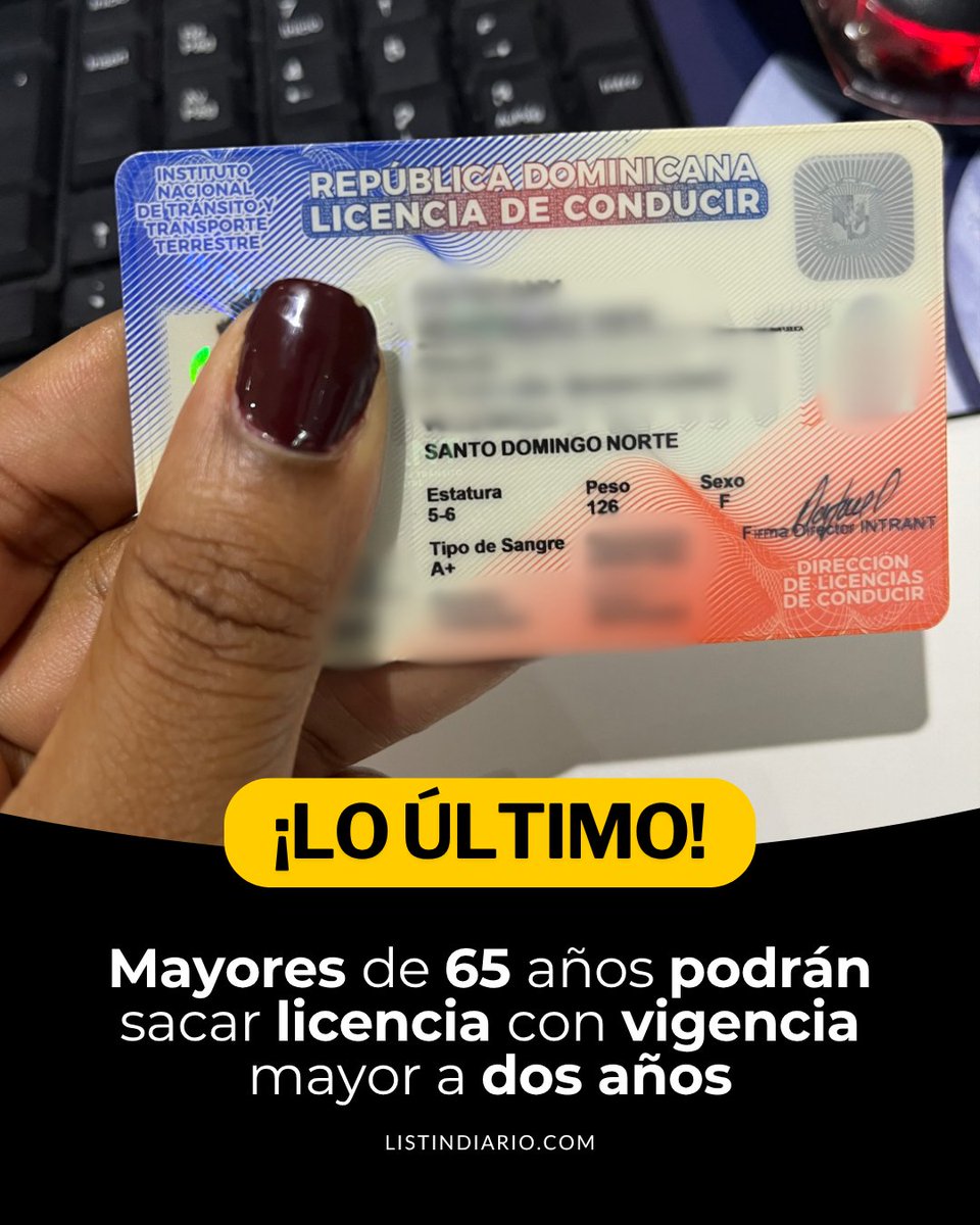 ListinDiario's tweet photo. #LoÚltimoLD | El presidente Luis Abinader emitió este viernes el decreto 330-26 mediante el cual modifica el artículo 21 del Reglamento de Licencias de Conducir.

🔗https://t.co/NtR6XjogoX

#Licencia #Mayores #ListínDiario https://t.co/EqTvOyXdJ6