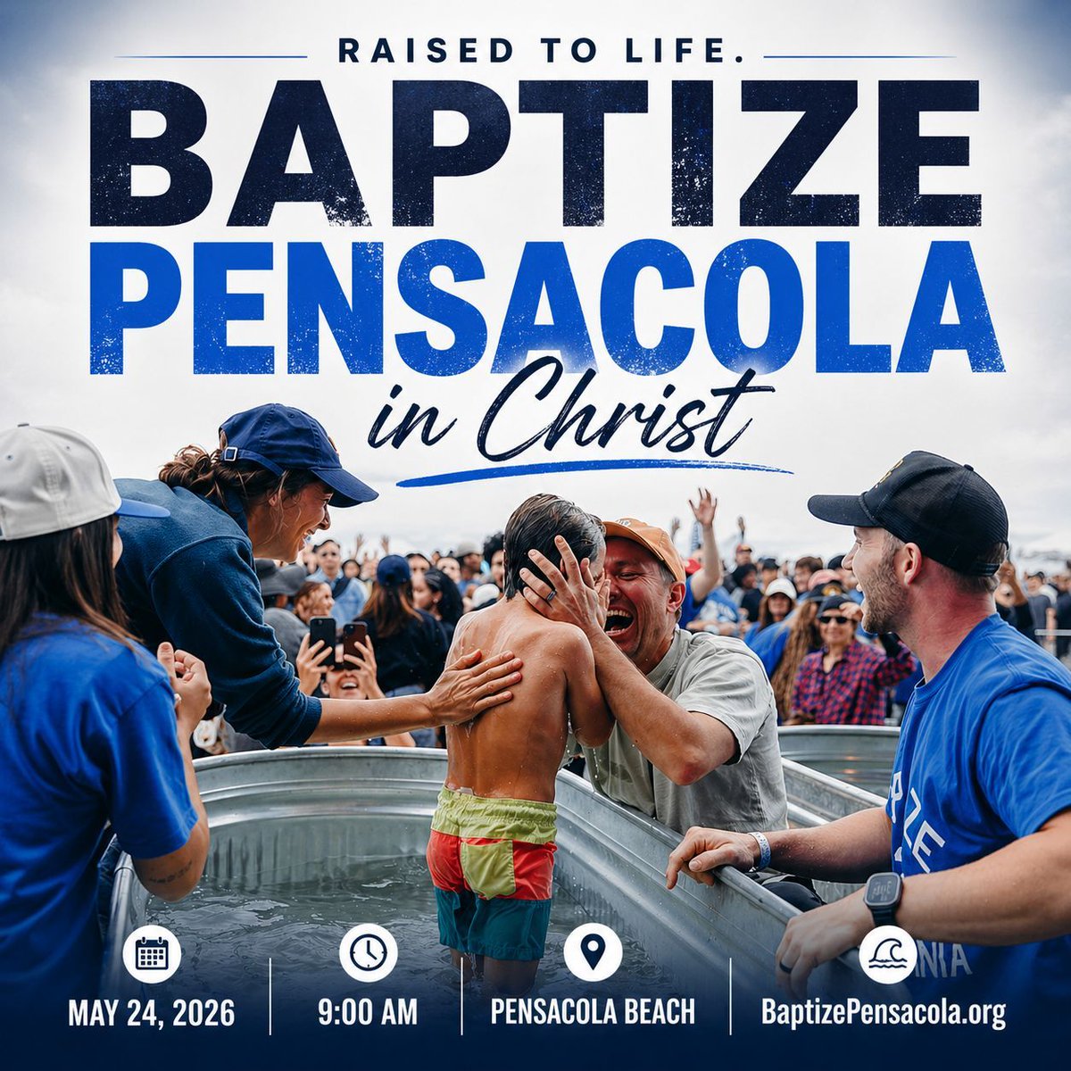 Greglancaster's tweet photo. May 24 | Pensacola Beach | 9AM
Be Baptized. Volunteer. Celebrate.
Sign up 👉 https://t.co/TSBcMfDVwn
#BaptizePensacola #BaptizeAmerica #Pensacola #Jesus https://t.co/MRjL7SyDbd