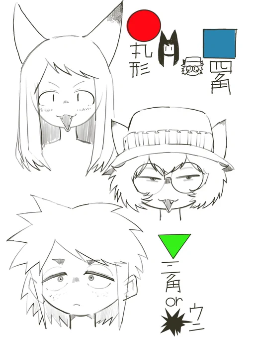 キャラを考える時は⭕️🟦✴︎記号で決めてる。 