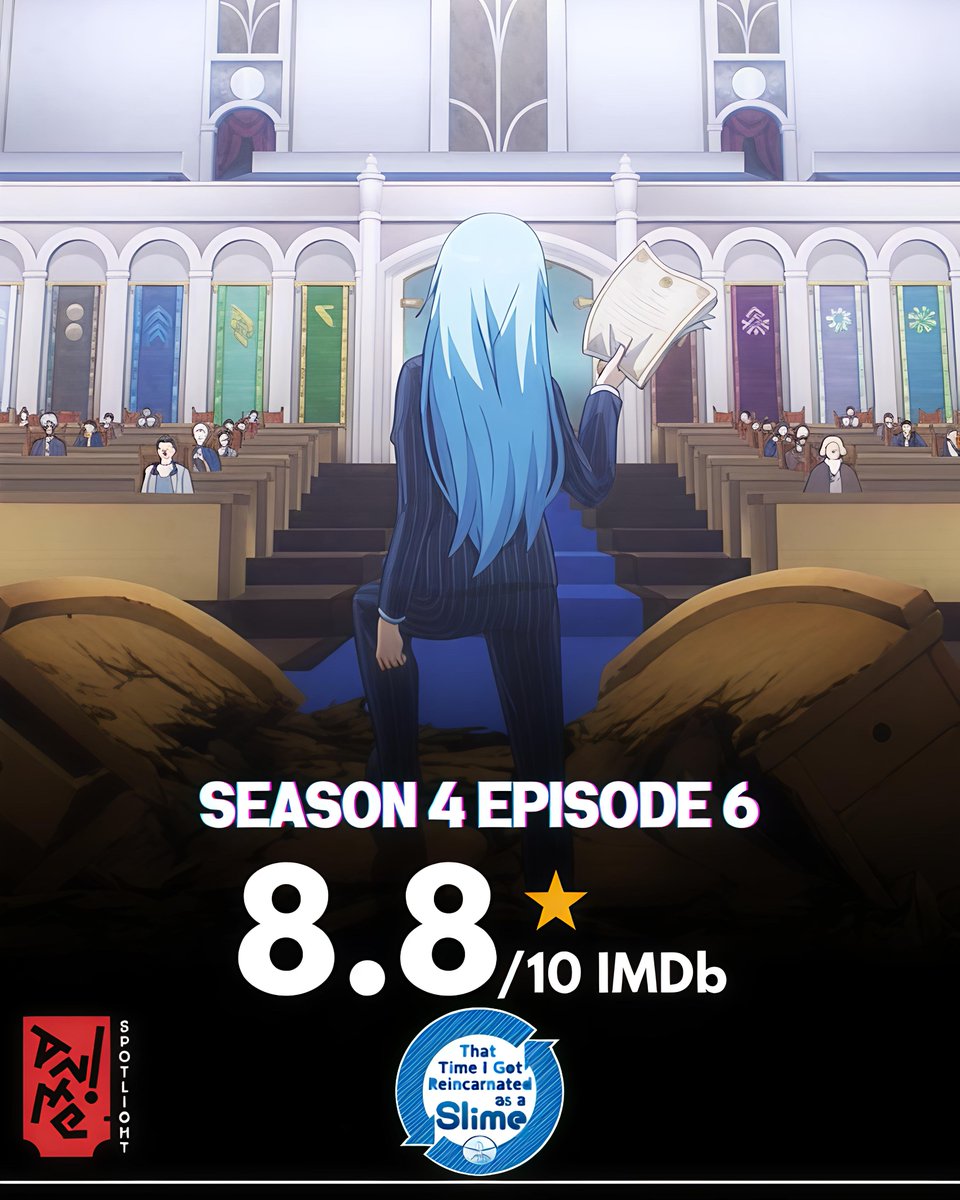 AnimeSpotlightt's tweet photo. That time I got reincarnated as a slime Season 4 Episode 6 debuts with a rating of 8.8/10 on IMDb!!

Streaming on Crunchyroll!! https://t.co/Ux5Cuipmra
