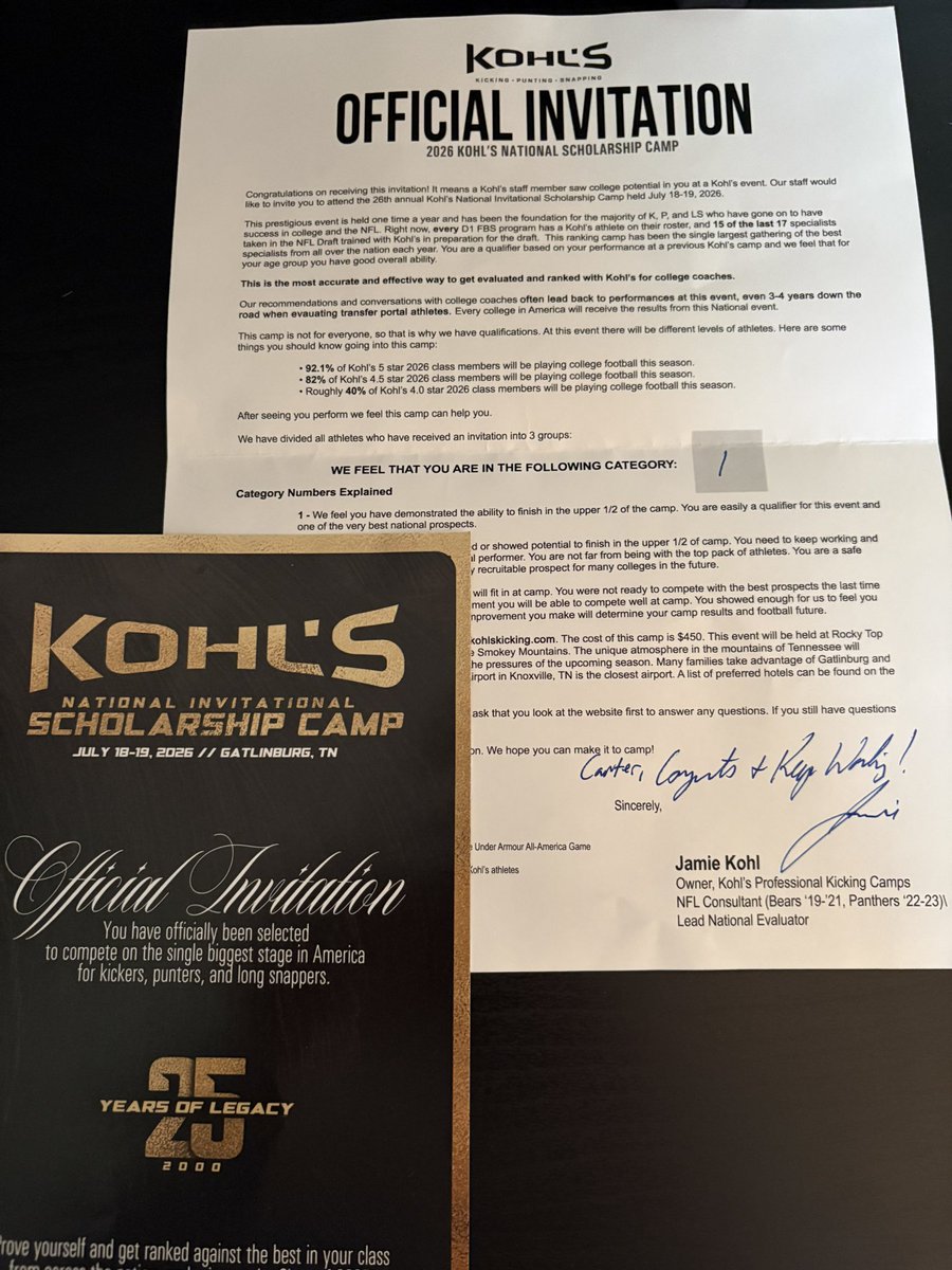 CarterGreeman's tweet photo. I am blessed and honored to be invited to @KohlsKicking National Invitational Scholarship Camp! Thank you Coach Kohl for the invite and can’t wait to compete in July!
@CoachJMiracle @HageeKicking @ShamrockFB @rocksathletics @KohlsHighlights @IndianaPreps @PrepRedzoneIN https://t.co/HGG5veFd2h