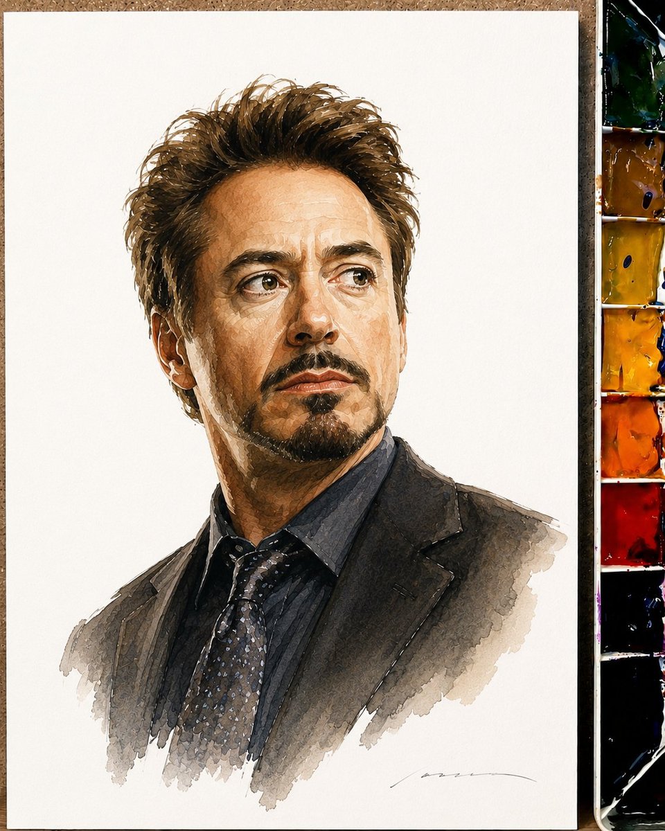 Ultra realistic watercolor portrait series featuring Tom Cru