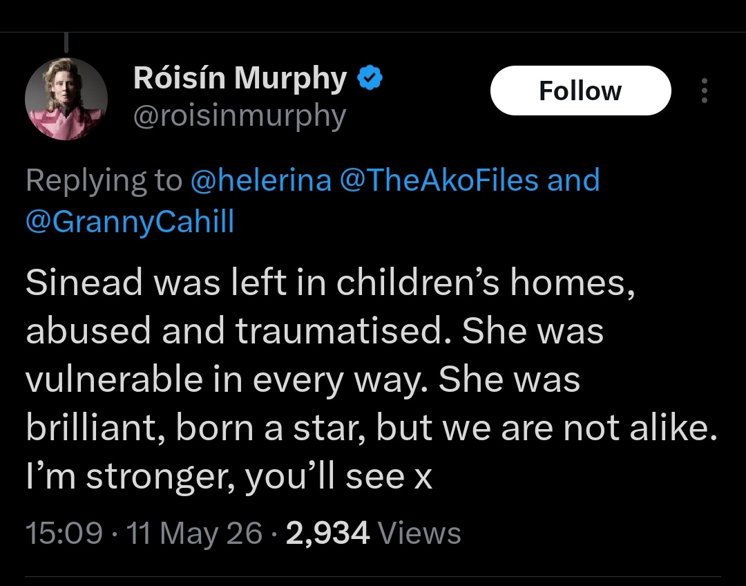 numptypants's tweet photo. Sinéad O'Connor In 2017, she donated clothes to the Transgender Equality Network Ireland because she wanted her old clothes to go to trans youth.

How dare terfs try to co-opt her legacy. She's was bi herself but did not believe in strict labels same as myself. https://t.co/LJpeGkxmZX