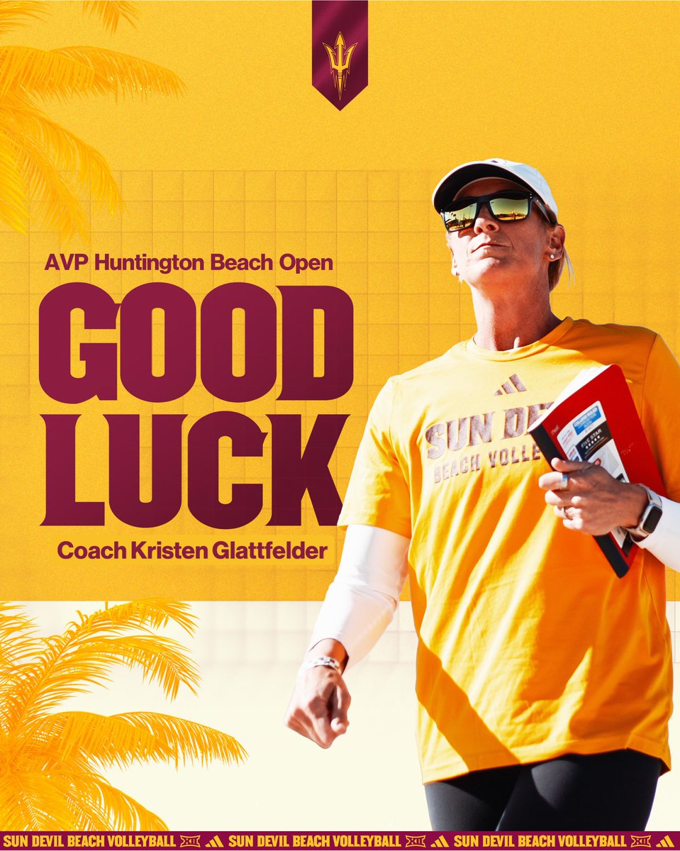 SunDevilBeachVB's tweet photo. Head coach Kristen Glattfelder is taking her talents to the pro world this summer 😈

She will be coaching pro duo Molly Shaw and Toni Rodriguez this summer, starting with the AVP Huntington Beach Open this weekend!

#SandDevils /// #ForksUp https://t.co/R0PXlOCftT