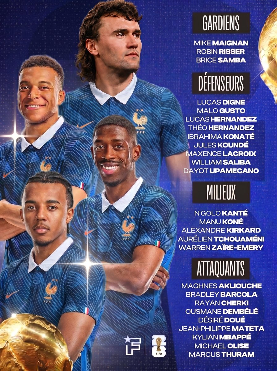 degengamblah's tweet photo. Félicitations aux joueurs sélectionnés pour l'��quipe de France de la Coupe du monde ! https://t.co/hS7CuprNIo