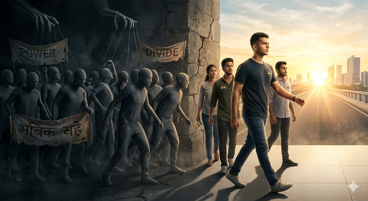 RahulVantage's tweet photo. Stop being the blind crowd for power-hungry politicians! Don't let our nation's flaws become their weapons. Youth, stop being followers—become LEADERS. Be a force, not a pawn! 🇮🇳

#YouthPower #LeadNotFollow #NationFirst https://t.co/58OdpK5xYq