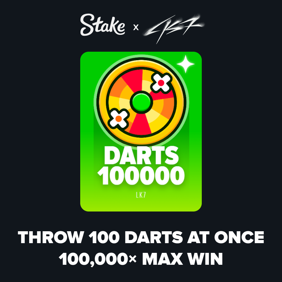 LK7com's tweet photo. NEW GAME!🎯

DARTS (on steroids)
• Win up to 100,000x
• Throw 100 darts at once
• Chance to 2x every payout

Play DARTS 100000 now on @Stake and @StakeUsa 
RT+ Reply with your Stake ID https://t.co/Tyy2g4o40E