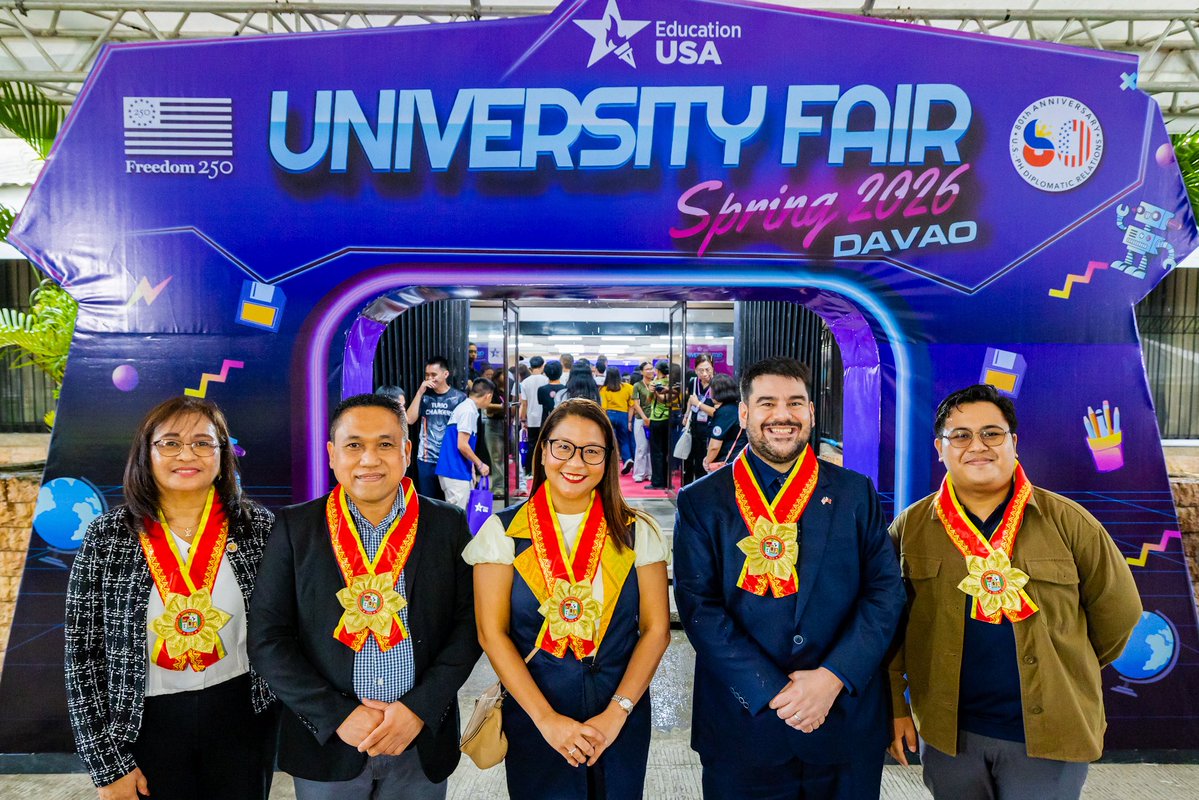 USEmbassyPH's tweet photo. That's a wrap for the EducationUSA University Fair Spring 2026! 🎓 Thank you to everyone who joined us in Davao City today and made our first Fair in Mindanao memorable. We're excited to see where your #StudyWithUS journey takes you. #PartnersInProsperity https://t.co/dlFm3OJJop