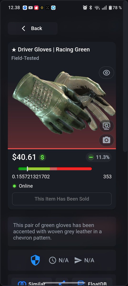 DMarketSnipes's tweet photo. Damn… this float for just $40.61 😮‍💨
Driver Gloves | Racing Green FT
0.1557 float
Sometimes the market just hands you free value 👀 https://t.co/2NGOP5vkbq