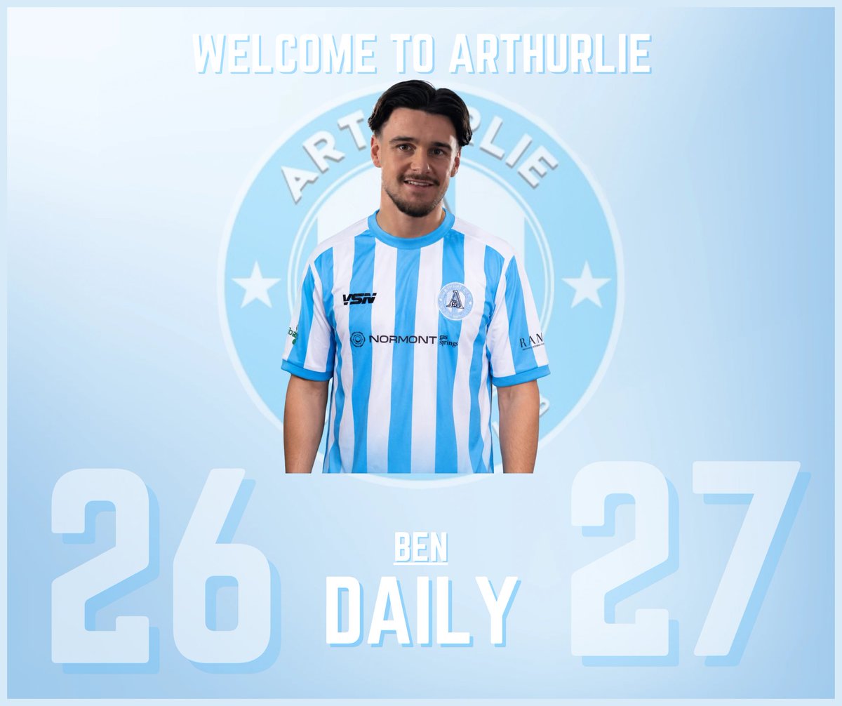 ArthurlieFC's tweet photo. We are delighted to announce the signing of Ben Daily from St Roch’s subject to SFA approval 

Ben becomes the gaffers first summer signing 

Welcome to Arthurlie Ben! 🔵⚪️ https://t.co/7wjZJHH8po