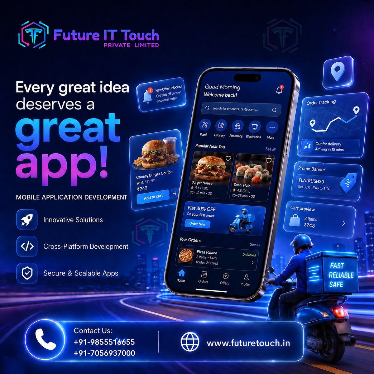 futureittouch's tweet photo. 🚀 Every Great Idea Deserves a Great App! 📱✨

Looking for the best App Developer in Chandigarh?
Future IT Touch Private Limited is a leading Application Development Company in Chandigarh delivering innovative, scalable, and user-friendly mobile applications for startups, https://t.co/sdreTJdeZJ