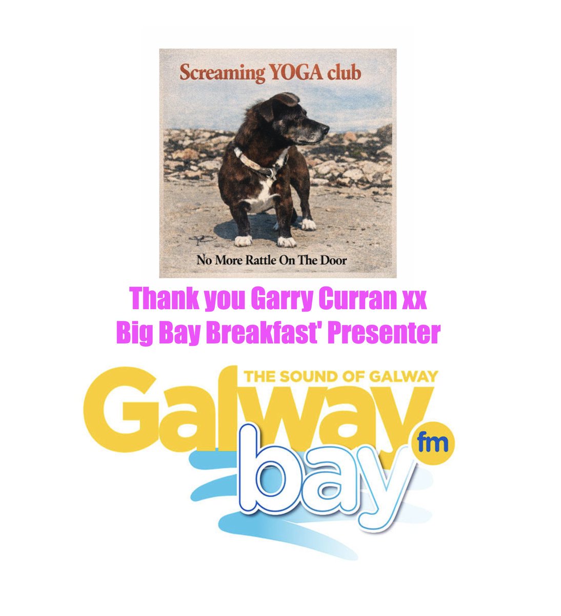 ScreamingYogas's tweet photo. Thanks to Garry Curran and team at Galway Bay @gbayfm for playing "No More Rattle On The Door" tonight ❤️ https://t.co/cwPRizMLFD