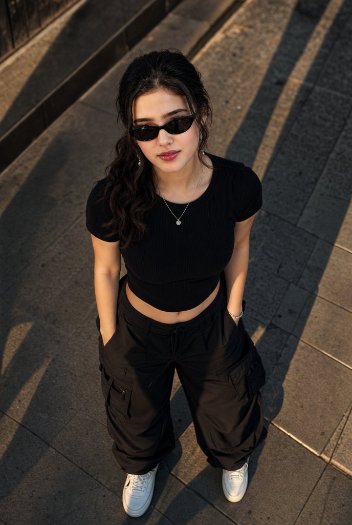 High-Angle Urban Fashion Portrait
