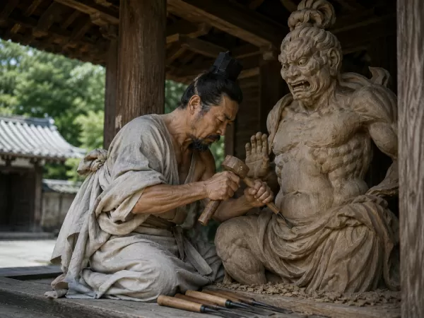 Swarthyface's tweet photo. 夏目漱石「夢十夜」の第六夜にも同じような話がある、仏師運慶（ca. 1150-1223）の話で。「あれは眉や鼻を鑿で作るんじゃない。あの通りの眉や鼻が木の中に埋まっているのを、鑿と槌の力で掘り出すまでだ。」 https://t.co/xeartYzmrG https://t.co/3MBvT63twy