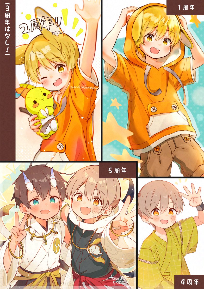 far_tarooo's tweet photo. 5/26で一次創作6周年・7年目になるので過去の周年記念絵をまとめました！ https://t.co/EjCeTLDWOr