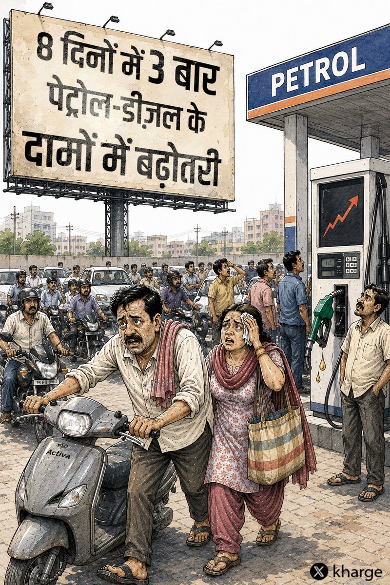 Zaved_boss's tweet photo. 8 दिन मै तीन बार #Petrol और #Disel के दाम बढ़े 

#Modi G की विदेश यात्रा का खर्च भी तो निकालना है!
बाकी सब चंगा है... https://t.co/vGhAHQyUYP