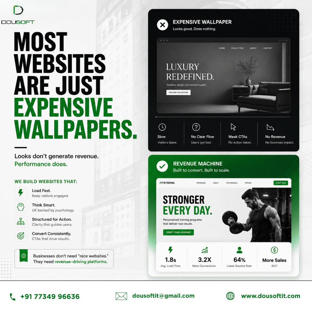Dousoftit's tweet photo. Most websites are just expensive wallpapers. ❌

Businesses don’t need “nice websites.”
They need fast, conversion-driven platforms that generate results. 🚀

Performance > Decoration.

#DousoftIT #WebDesign #UX #BusinessGrowth #DigitalTransformation https://t.co/SYIQxfJ6eO