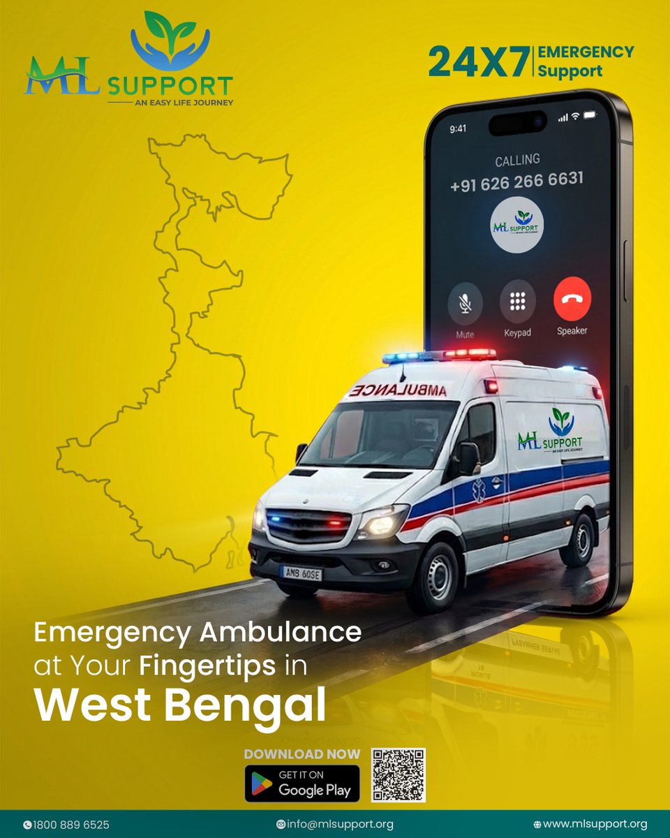 SupportMl50465's tweet photo. Emergency ambulance service Kolkata 🚑 with 24×7 healthcare support across West Bengal

Download the app now: https://t.co/f1Ww20DJQt
📞 Contact: 1800-8896-525
🌐 Website: https://t.co/sWZOW7aTAv
.
.
#HealthCare #Telemedicine #MLSupport #DigitalHealth https://t.co/bJZCgricl5