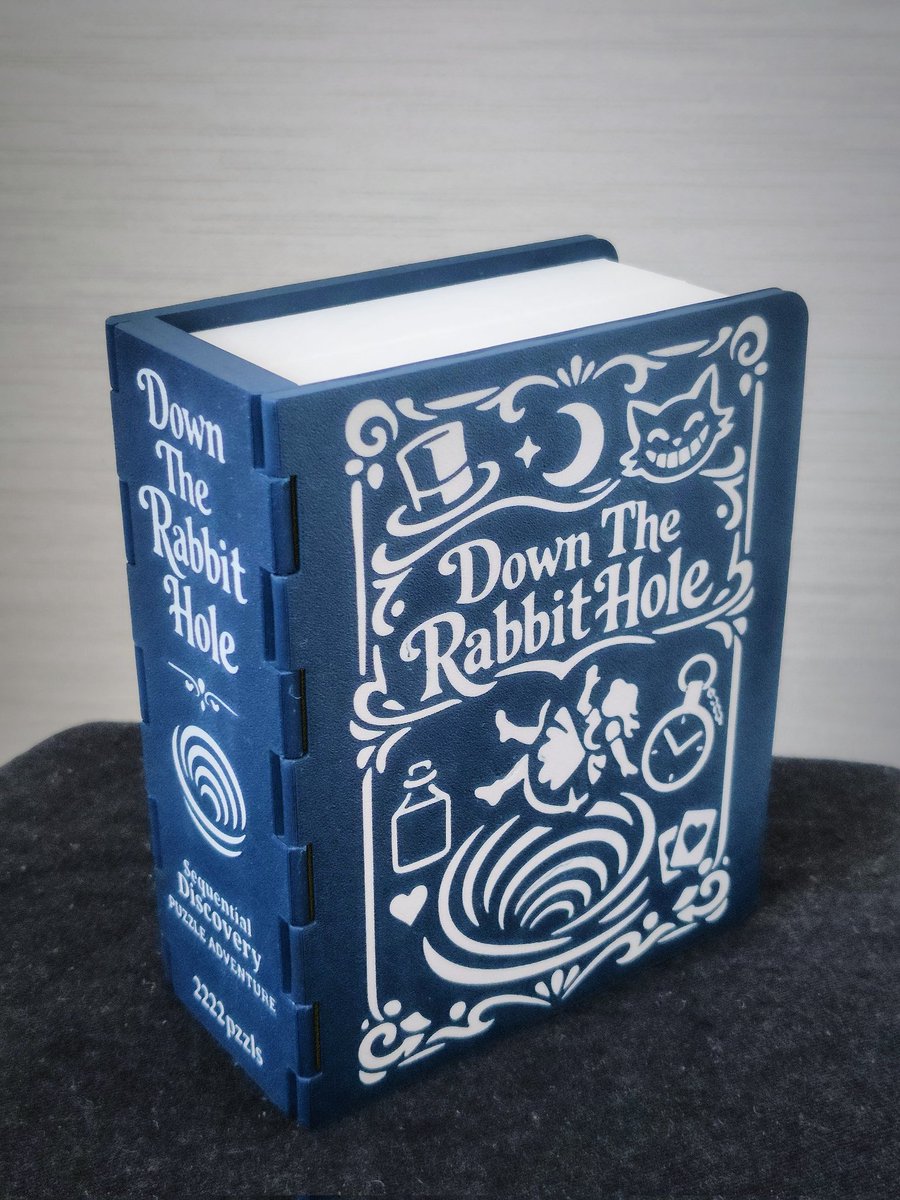 96_Megane__'s tweet photo. 「Down The Rabbit Hole - Sequential Discovery Puzzle Box」
不思議の国のアリスをテーマにしたパズルボックス。
隠された「Eat Me」ケーキを見つけるとゴール
優しめの難易度だけど、世界観重視のデザインがGood
#パズル #Puzzle #PuzzleBox https://t.co/94kuxStE8C