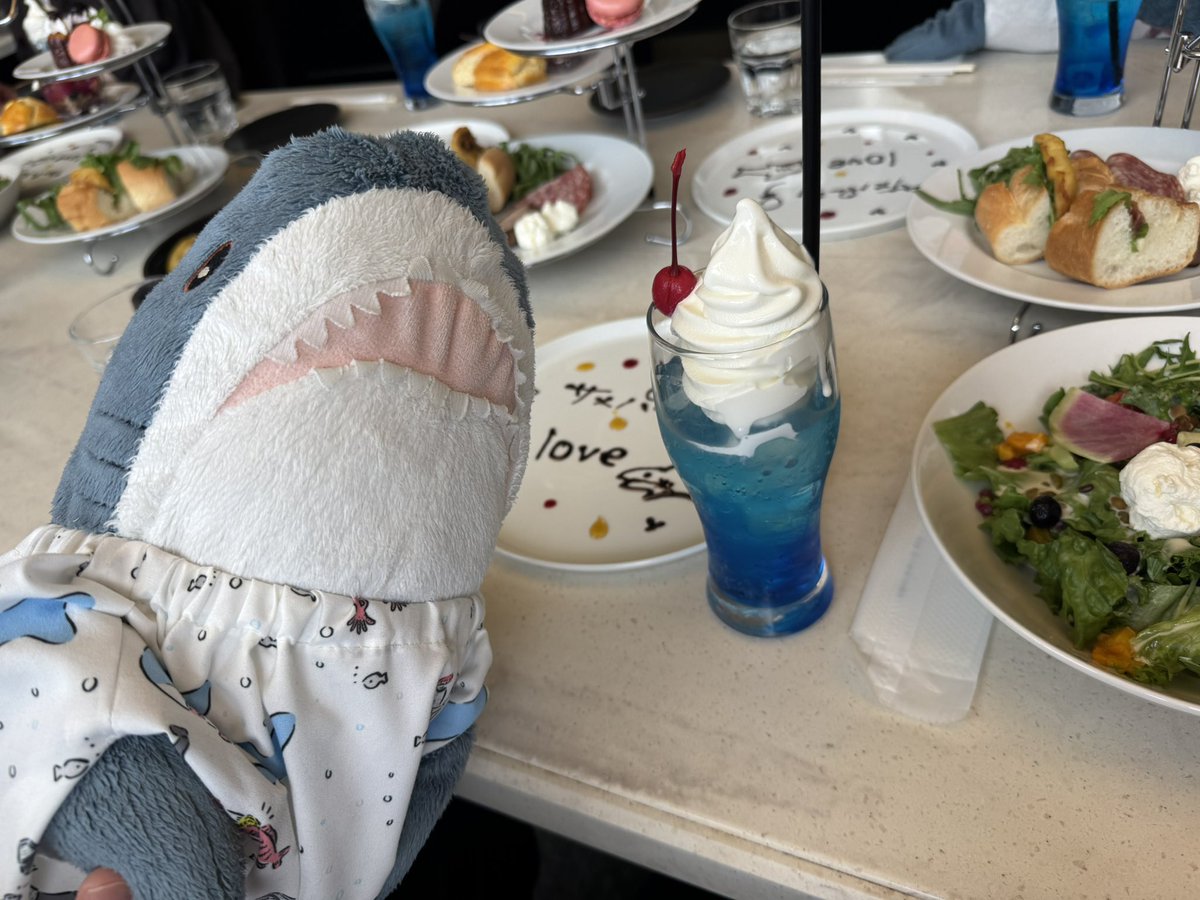 sharkun_same's tweet photo. きょうは ひこうきをみながら わくわくサメパーティーだったよ✈️
あたらしいおともだちにもあえて、うれしかったよ🦈🦈🦈 https://t.co/ujo7SGLpjN