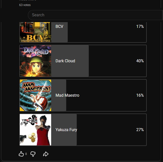 SteadySphere's tweet photo. With 40% of 63 votes (and an extra day or two haha) your winner is Dark Cloud! Full June lineup coming next week. https://t.co/CaTF90AgJk