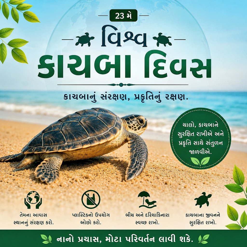 drkalamcsckheda's tweet photo. 🐢 વિશ્વ કાચબા દિવસ નિમિત્તે ચાલો પ્રકૃતિના આ શાંત અને નિર્દોષ જીવનું સંરક્ષણ કરવાનો સંકલ્પ લઈએ.
કાચબા માત્ર જળચર નથી, પરંતુ પર્યાવરણનું સંતુલન જાળવવામાં મહત્વપૂર્ણ ભૂમિકા ભજવે છે.
આપણે સૌ મળીને તેમના નિવાસસ્થાન અને જીવનને સુરક્ષિત રાખીએ. 🌿💙

#SaveTurtle #ProtectWildlife https://t.co/DBRicSPLZu