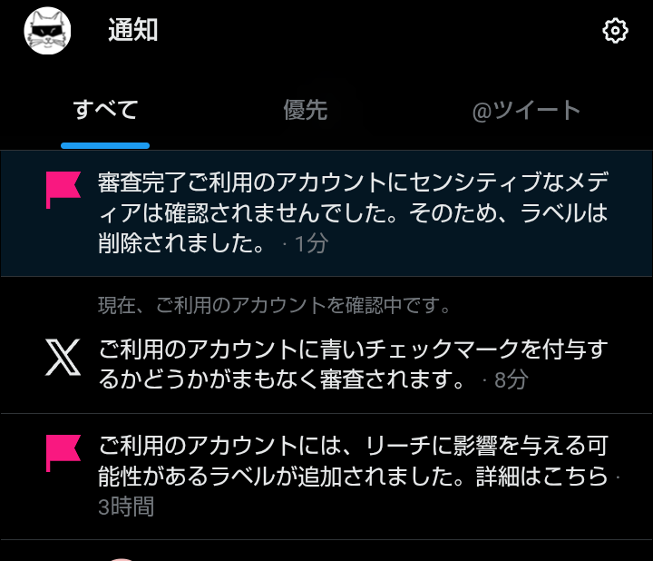 なんかTwitterにアカウントがセンシティブ判定されてラベル