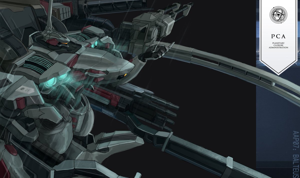 Sweetrollrobber's tweet photo. It's raining…

this doodle will be made into Armored Core merch (a partially transparent acrylic plaque)for the FromSoftware IP game event held in Hangzhou 
and …it's free!    :)

#ARMOREDCOREVI
#Balteus
#AC6 https://t.co/fnDcsiQhzb
