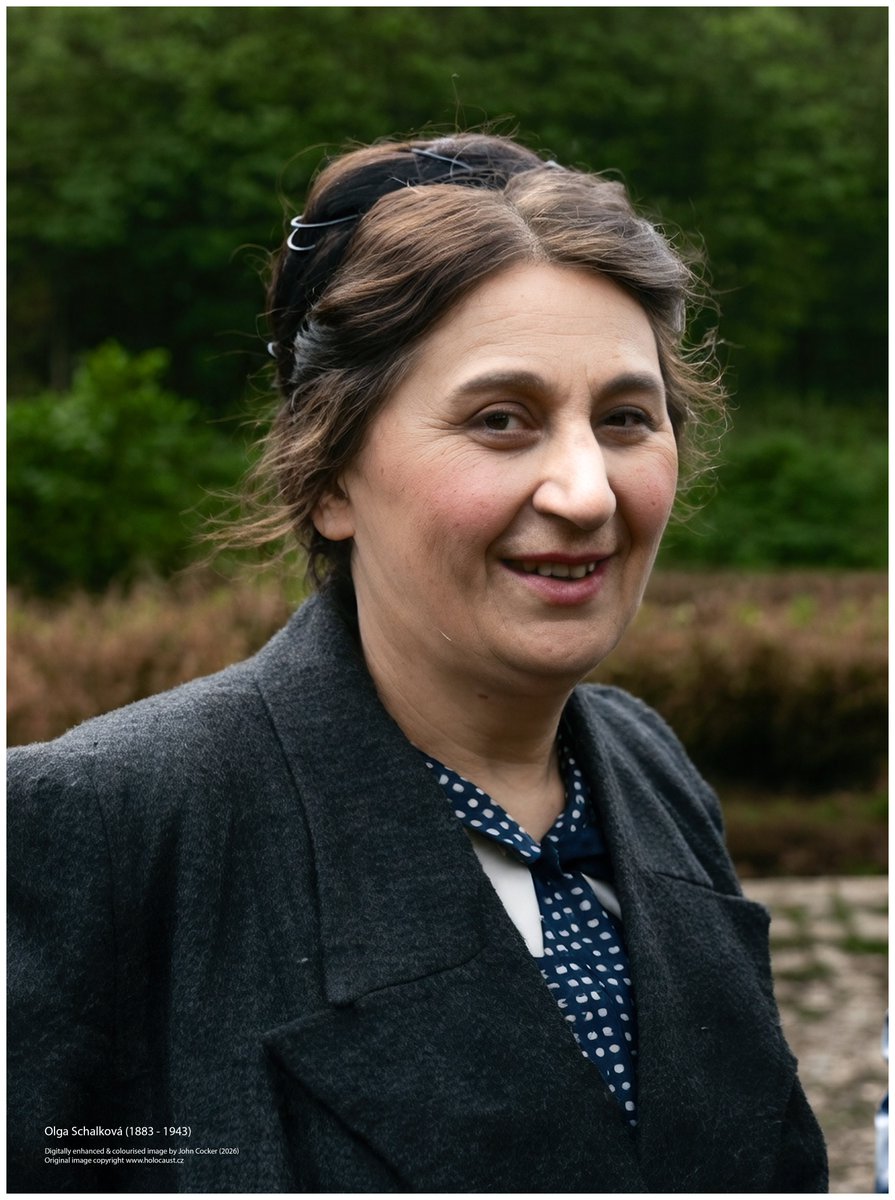 joecocker15's tweet photo. On this day in 1883, a Czech Jewish woman was born. On the 27 Jul 1942 she was deported to Theresienstadt where she perished on the 18 Dec 1943. Out of the 1003 deported on that transport, 934 perished. Her name was Olga Schalková https://t.co/hVqxDQkrBb