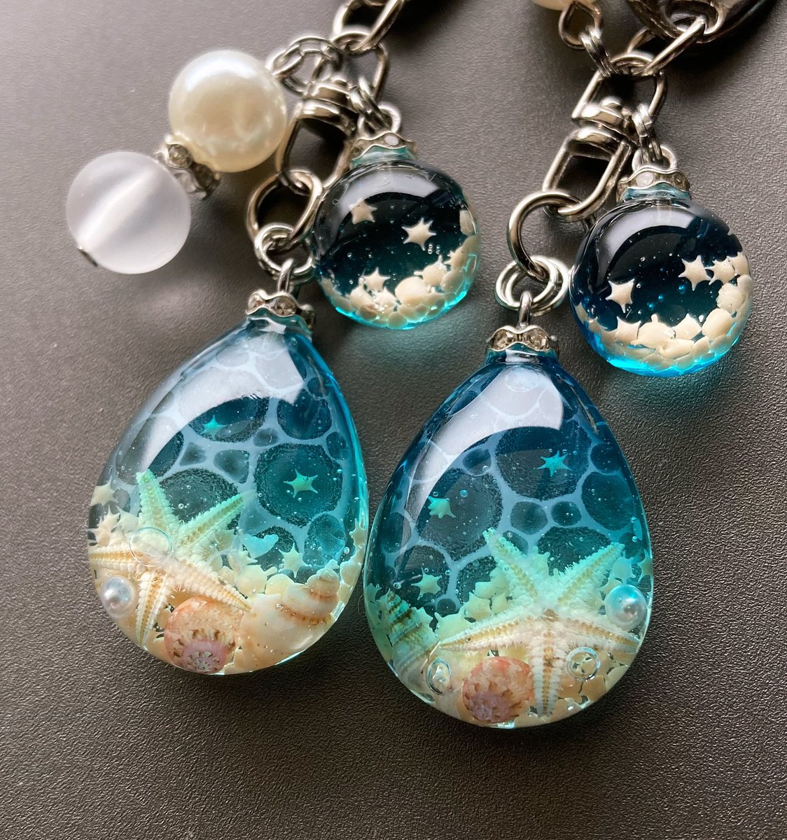 海バッグチャームできました🐚 #レジン #ハンドメイド #バッグチャーム #海