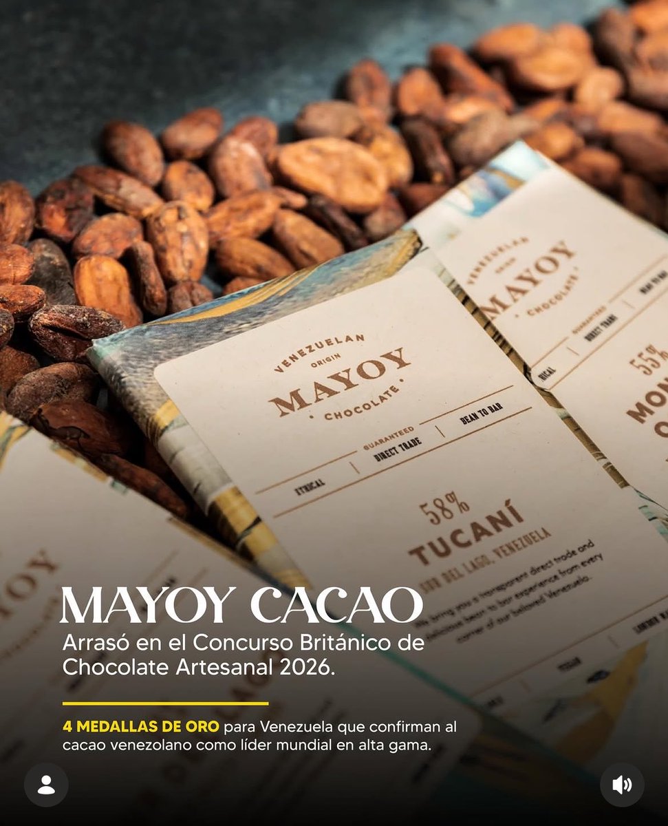 gabyarocha's tweet photo. El cacao venezolano volvió a ganar reconocimiento internacional en Francia. La marca Mayoy Cacao ganó 4 medallas de oro en Burdeos con tabletas elaboradas con cacao de Chuao y Canoabo. Avanzaron a la Final Mundial que será el octubre https://t.co/u3pWnpAlax
#OtraBuenaNoticia 🍫🇻🇪 https://t.co/6JjUtYq7hp