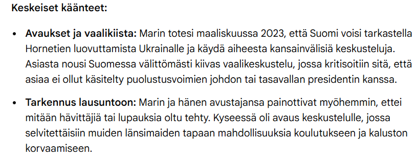 Ravipappa's tweet photo. @Petri2020 Marin höpisi Horneteista vierailullaan, vaikka se ei kuulu edes pääministerille, vaan ulko- ja turpolitiikan johtamisesta vastaa Suomessa tasavallan presidentti yhteistyössä valtioneuvoston kanssa https://t.co/OHileDqtJJ