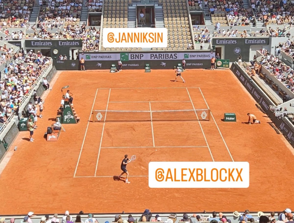 sinnervideos's tweet photo. Jannik Sinner won the practice set 6-2 vs. Alexander Blockx on Court Philippe Chatrier! 🦊🧱
📸 rolandgarros, tennisbelgium https://t.co/dmJYEW0EC3