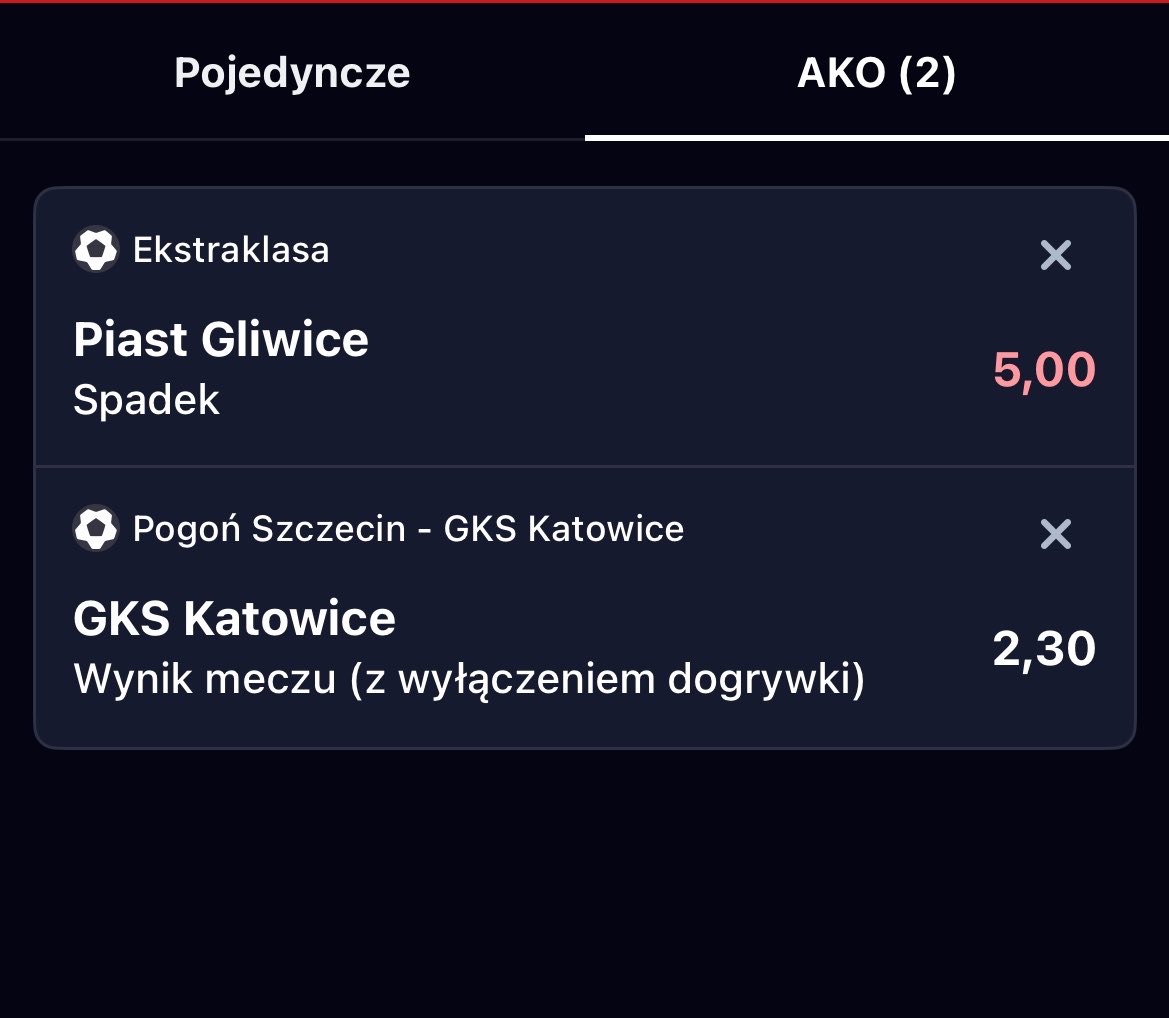 serunio's tweet photo. Piast spada i GKS w pucharach. Myślę że to pewniak.  1k w grze. https://t.co/Z267v2DR0B