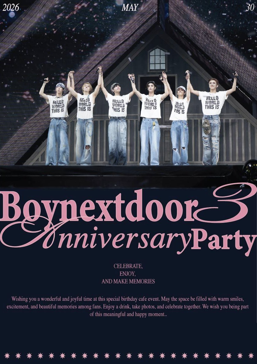 BND3rdanni's tweet photo. 2026 BOYNEXTDOOR 3주년 카페

🗓️2026.05.30~2026.05.31 

📍차품집 
한강대로10길 11-50 

Join us to celebrate 
BOYNEXTDOOR’s 3rd Anniversary🚪

#boynextdoor #보이넥스트도어 #3주년카페 #boynextdoor_3rd_anniversary_party
@BOYNEXTDOOR_KOZ 
@chapoomzip https://t.co/4FApplfr7I