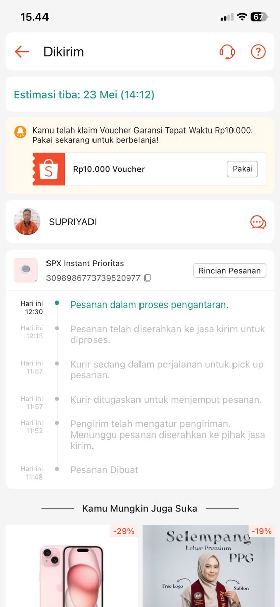 IniCheryl's tweet photo. @ShopeeID sengaja pilih spx instan prioritas tapi sampai sekarang ga nyampek nyampek paketnya, padahal kurir udah ambil paketnya dari 12.30, gini ni apa bedanya sama yang instan coba?! https://t.co/gdxjwGdyTY