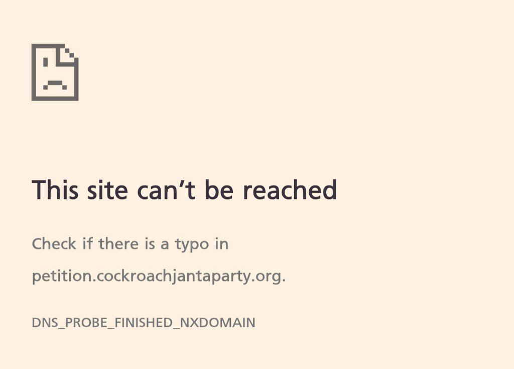 PunsterX's tweet photo. 6 lakh cockroaches signed the petition on the CJP website demanding removal of Dharmendra Pradhan.

The govt took quick action and removed the CJP website. https://t.co/lIaknRZ2rA