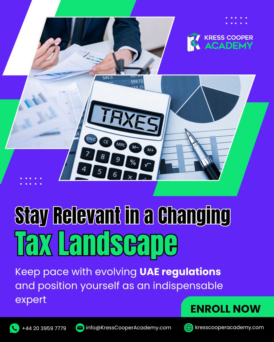 learnuraportal's tweet photo. Stay updated with evolving UAE tax regulations, strengthen expertise, and become a trusted professional businesses rely on for compliance.
🌐 https://t.co/Fs6l4Gowwv 📞 +44 20 3959 7779 📧 info@KressCooperAcademy.com
#UAETax #TaxProfessionals #BusinessCompliance #TaxTraining https://t.co/5WUMFItMOK
