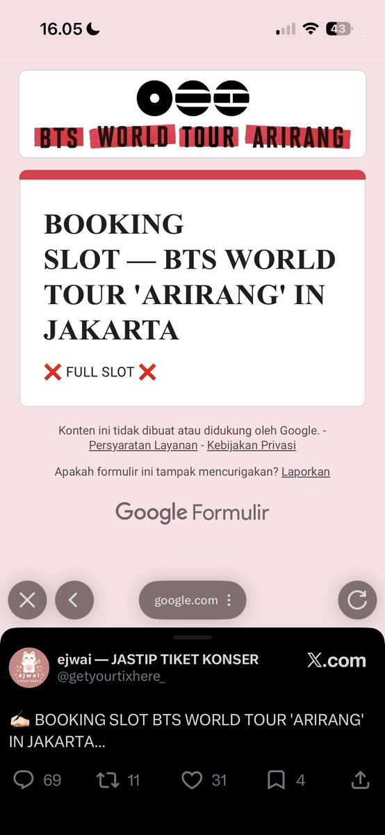 stsrhswtr_'s tweet photo. @getyourtixhere_ Kl gini dapet gakkkk hiks https://t.co/A1M2Ntp4Cp