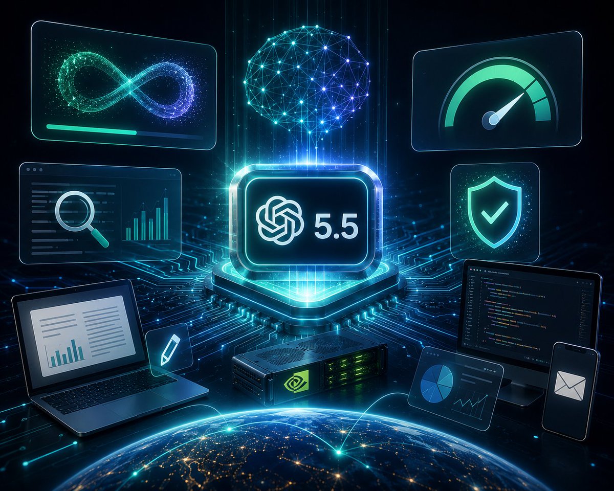 ctprod's tweet photo. OpenAI vient de lancer GPT-5.5. Et ce n’est pas une simple mise à jour incrémentale. L’entreprise parle d’une refonte fondamentale de la manière dont l’intelligence interagit avec les systèmes d’exploitation et les logiciels professionnels.

👉 Contexte de 1 million de tokens
👉 moins d’hallucinations
👉 plus rapide
👉 déjà déployé sur l’infrastructure de NVIDIA

Et il aurait dépassé Claude Mythos sur le benchmark Terminal Bench 2.0.

Le plus fou :
le prix reste identique au modèle précédent.

Si vous utilisez ChatGPT pour :
- écrire
- rechercher
- analyser des données
- créer du contenu

vous avez désormais entre les mains un outil nettement plus puissant… sans coût supplémentaire.

Testez GPT-5.5 avec une tâche complexe que vous découpez habituellement en plusieurs étapes.

Exemple :
collez un long document (contrat, rapport, brief…) et demandez :
"Analyse ce document, identifie les 5 points critiques et donne-moi un plan d’action priorisé."

C’est là que la différence de niveau devient vraiment visible !