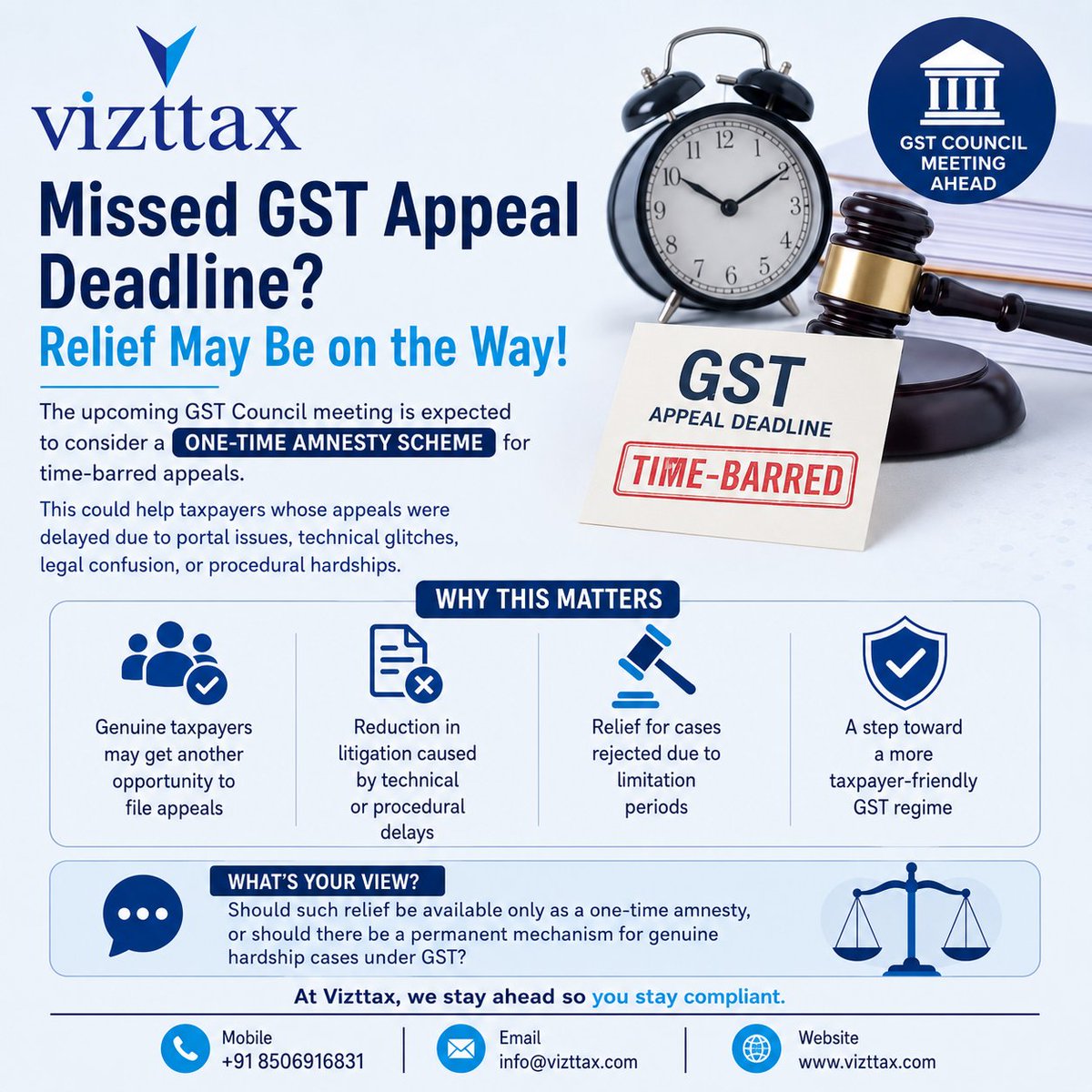 vizttax's tweet photo. โ๏ธ ๐๐ข๐ฌ๐ฌ๐๐ ๐ ๐๐๐ ๐๐ฉ๐ฉ๐๐๐ฅ ๐๐๐๐๐ฅ๐ข๐ง๐ ๐๐ฎ๐ ๐ญ๐จ ๐ฉ๐จ๐ซ๐ญ๐๐ฅ ๐ข๐ฌ๐ฌ๐ฎ๐๐ฌ ๐จ๐ซ ๐ฉ๐ซ๐จ๐๐๐๐ฎ๐ซ๐๐ฅ ๐๐จ๐ง๐๐ฎ๐ฌ๐ข๐จ๐ง? ๐๐ก๐๐ซ๐ ๐ฆ๐๐ฒ ๐๐ข๐ง๐๐ฅ๐ฅ๐ฒ ๐๐ ๐ฌ๐จ๐ฆ๐ ๐ซ๐๐ฅ๐ข๐๐ ๐๐ก๐๐๐.
#GST #GoodsAndServicesTax #GSTAppeal #GSTLitigation #GSTUpdates https://t.co/avmlDs0bwr